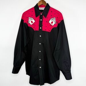 Adobe Rose Vintage Embroidered Western Style Playing Cards Button Down Silver Bu